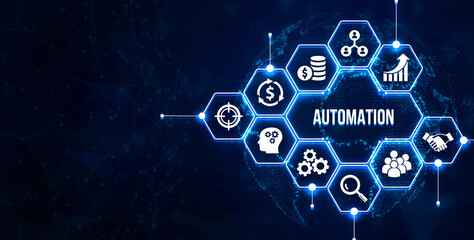 Internet, business, Technology and network concept. Automation Software concept as an innovation. 3d illustration.