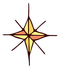 Yellow star in cute fantasy style. Dream symbol. Night sky sign