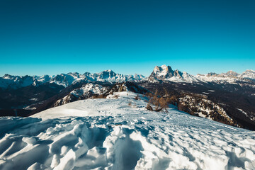 Mt. Pelmo and Mt. Civetta in winter