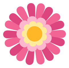 Pink flower. Garden blossom in decorative cute style