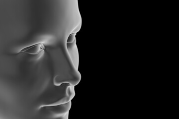 3d rendered illustration of an abstrac blue female face