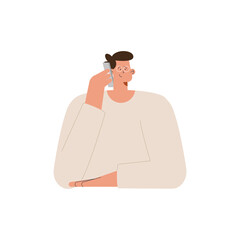 young man working in call center