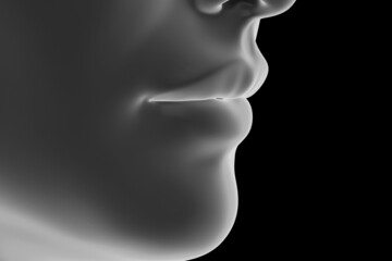 Obraz premium 3d rendered illustration of an abstrac blue female mouth