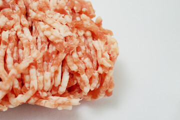 白背景の豚ひき肉　
Minced pork on a white background