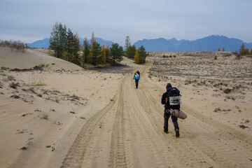 Hikers in the Chara Desert