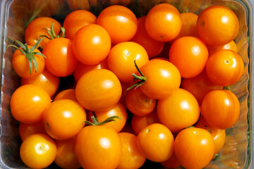 Yellow cherry tomatoes top view