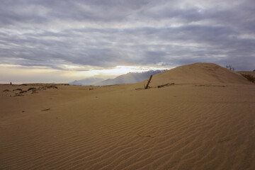 Beautiful sunset in the Chara desert