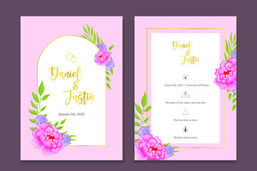 set of invitation with flowers