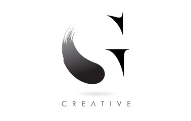Artistic G Brush Stroke Letter Design Logo Icon Vector. Elegant Minimalist Brush Letter Identity