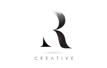 Artistic R Brush Stroke Letter Design Logo Icon Vector. Elegant Minimalist Brush Letter Identity