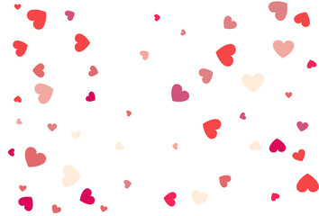Beautiful Hearts Confetti Falling On The White Background.