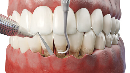 3d rendered illustration of dental root planning