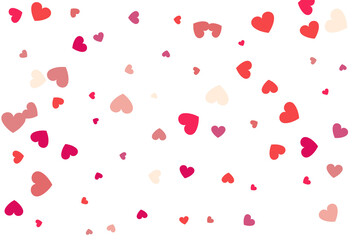 Beautiful Hearts Confetti Falling On The White Background.