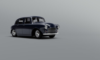 Stylized, toy looking vintage car. 3d render.