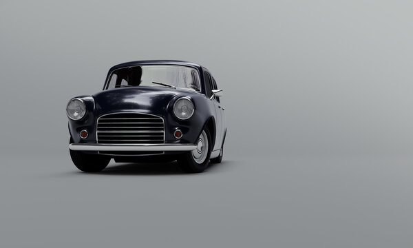 Stylized, toy looking vintage car. 3d render.