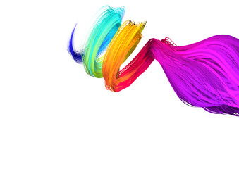 Vortex of multicolored brushes isolated on white