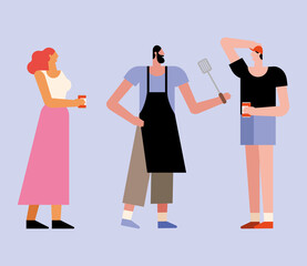 three persosn in bbq