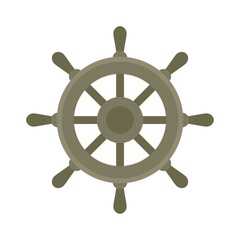 Obraz premium Yacht ship wheel icon flat isolated vector