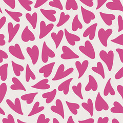 Cute seamless pattern with hand drawn hearts. Lovely romantic background for Valentine's Day, Mother's Day. Vector design for textiles, wallpapers, wrapping paper, banners and other.