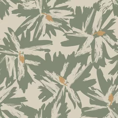 Foto op Plexiglas Beige Floral penseelstreken naadloze patroon achtergrond