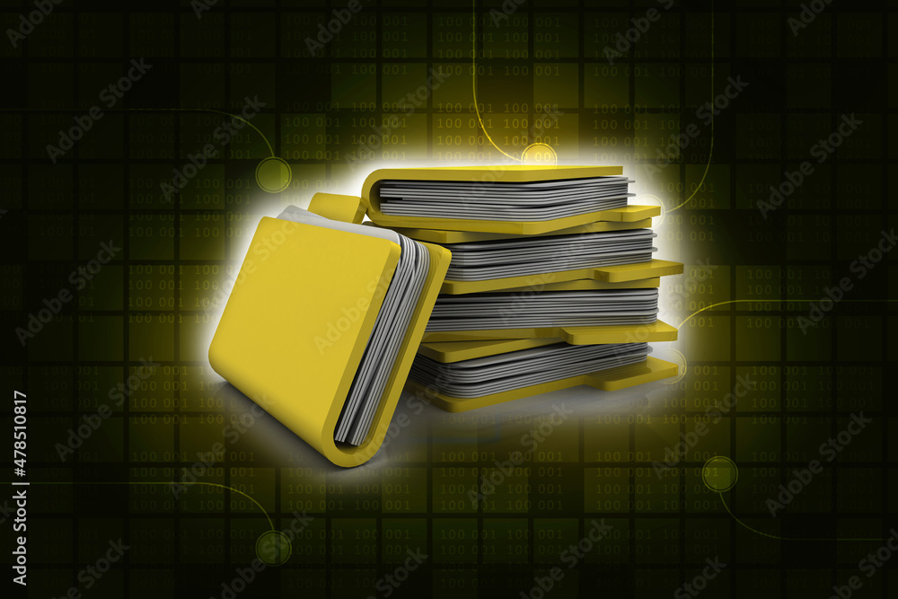 Poster 3d rendering folder with documents
