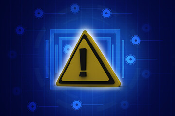 3d rendering exclamation mark sign