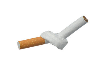 Cigarette tied in a knot isolated on white background 
