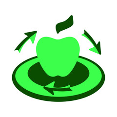 green apple with arrows