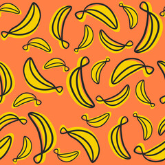 Banana fruit vector seamless pattern