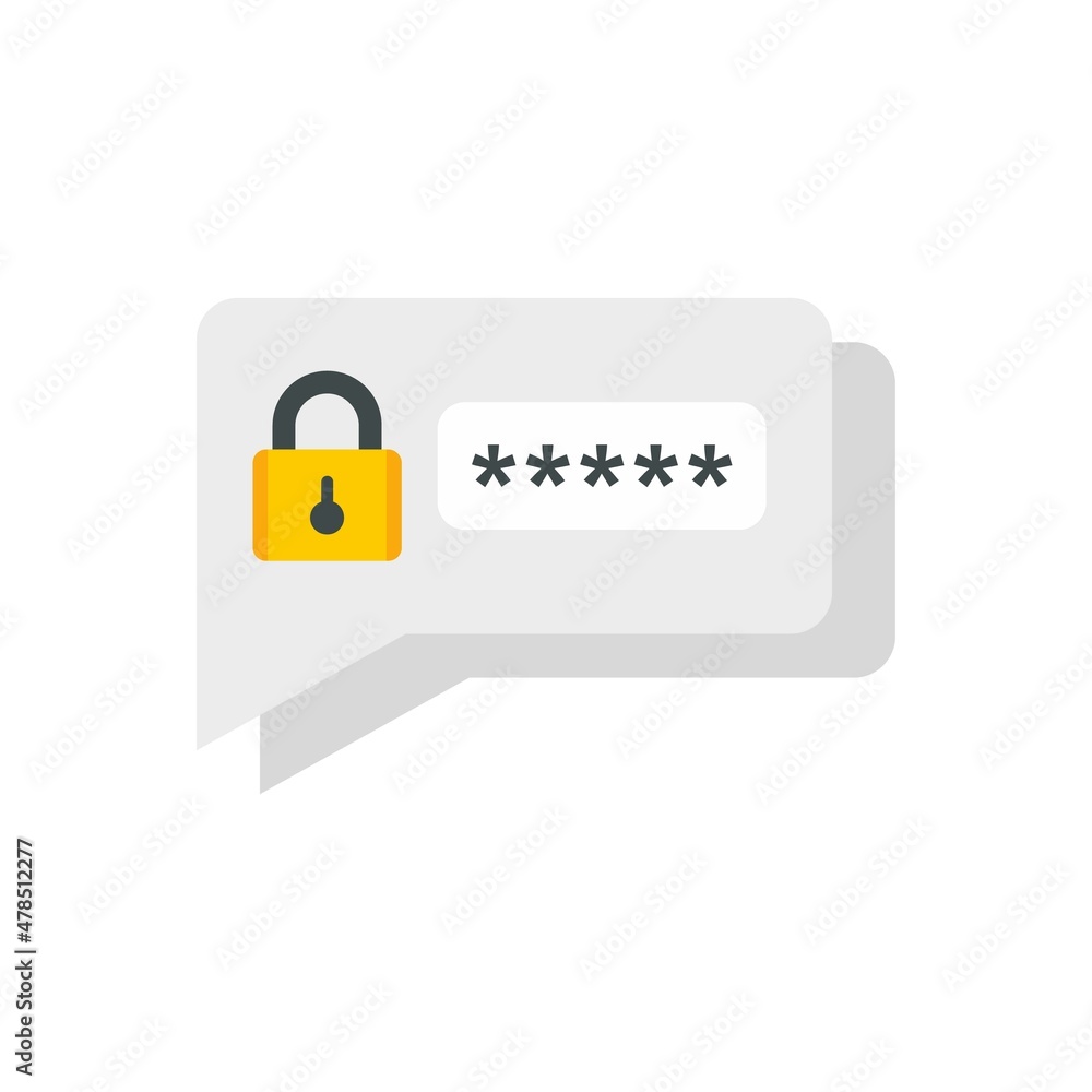 Poster sms authentication icon flat isolated vector