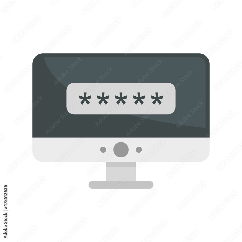 Poster pc login authentication icon flat isolated vector