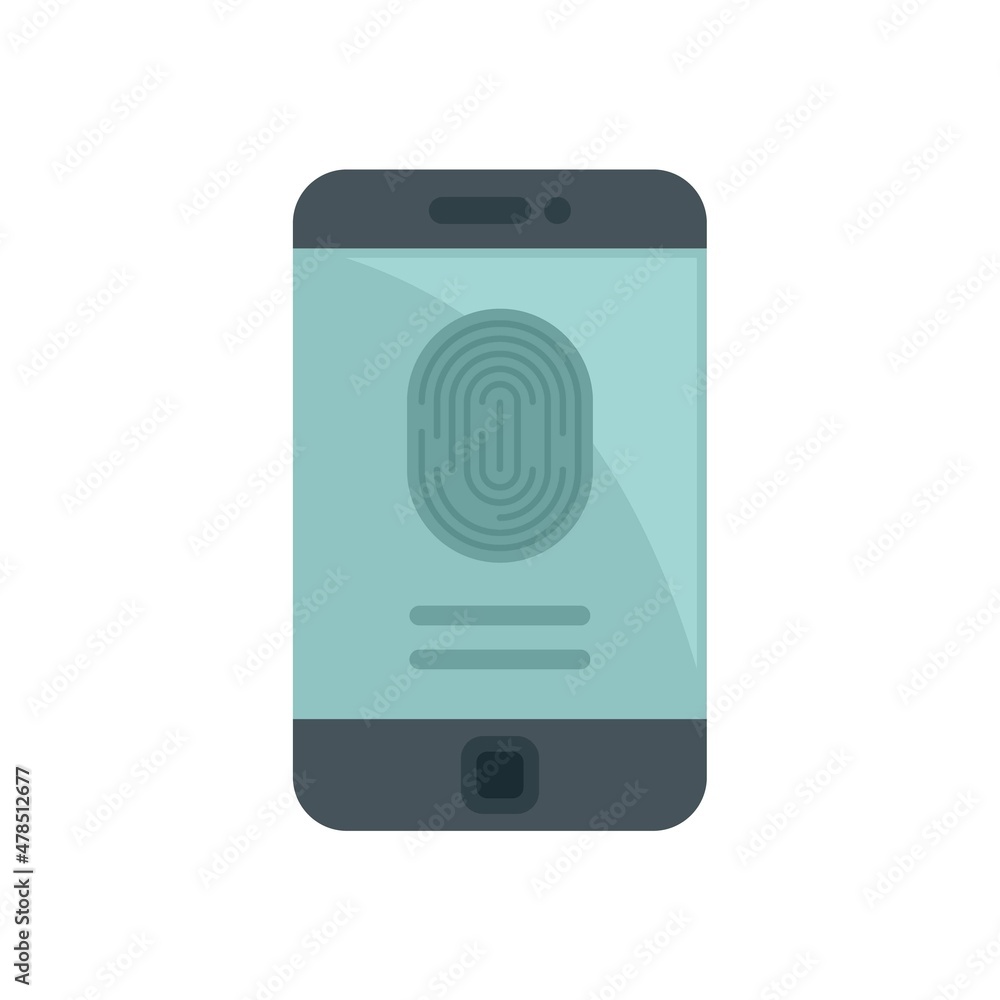 Poster fingerprint phone authentication icon flat isolated vector