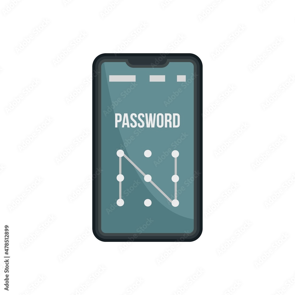 Wall mural Phone sign authentication icon flat isolated vector