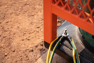 An electrical earthing line connection point of the metal part, for safety reason to release the...
