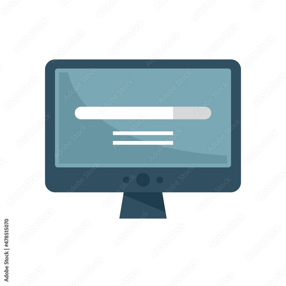 Poster loading pc software icon flat isolated vector