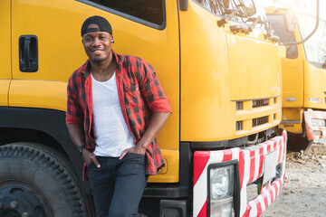  truck driver man smiling confident in insurance cargo transport