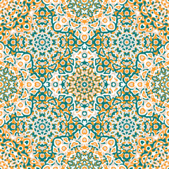 Delicate openwork geometric floral seamless pattern