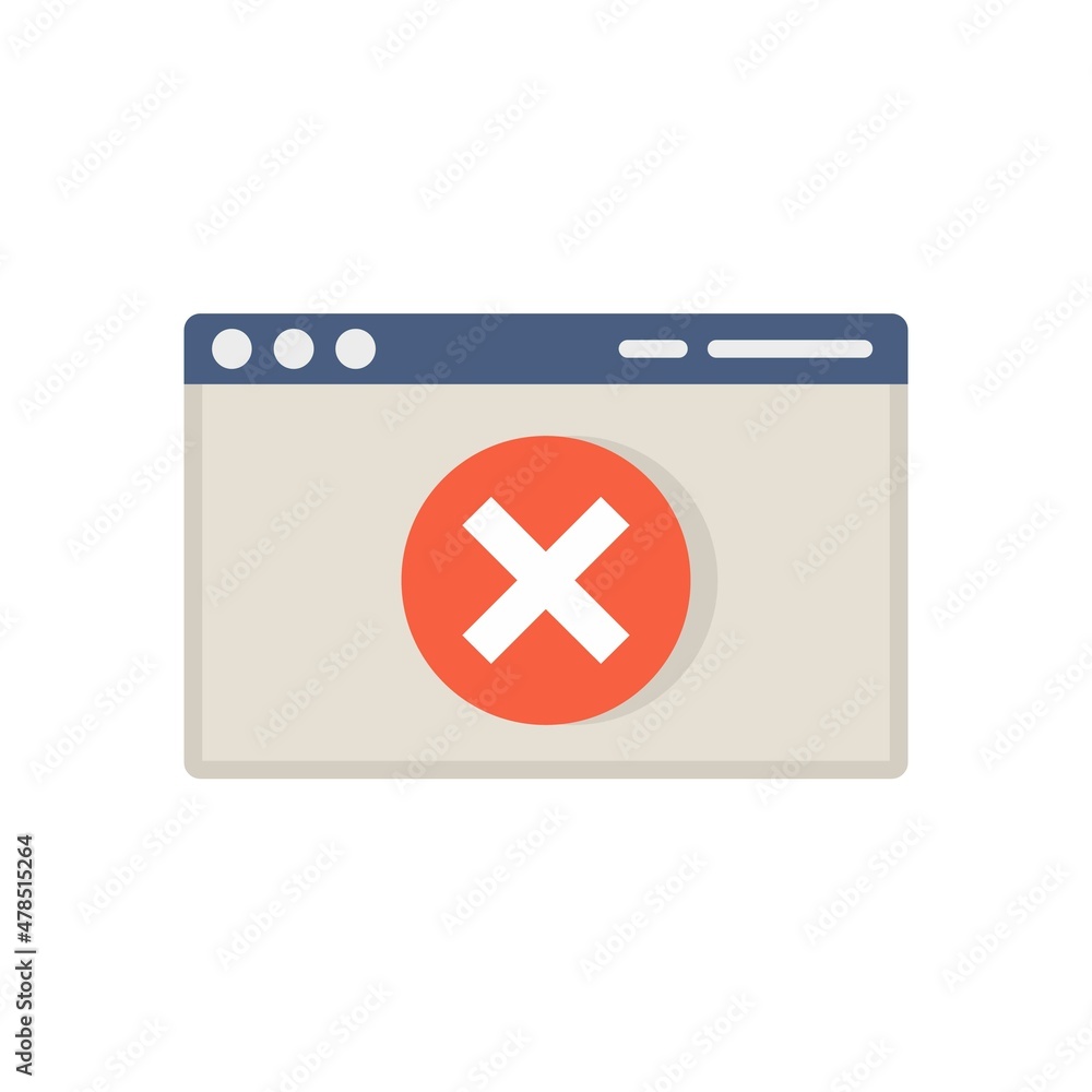 Poster web page access denied icon flat isolated vector