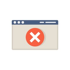 Obraz premium Web page access denied icon flat isolated vector