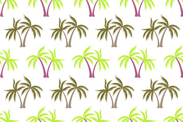 Coconut tropical palm tree summer seamless pattern