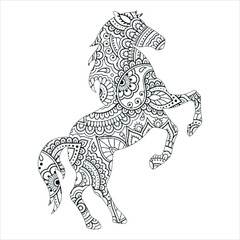 Fototapeta na wymiar horse mandala | horse vector | horse coloring page