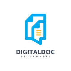 Digital document bubble chat logo design template vector