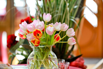 Tulpen, Strauß, Vase, Blumen