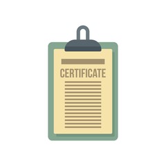 Certificate clipboard icon flat isolated vector