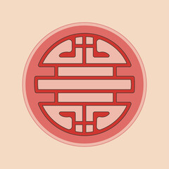 Chinese traditional window. Hand-drawing of a Chinese window with traditional elements for a card, poster, banner, label, print.