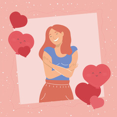 redhead woman and hearts