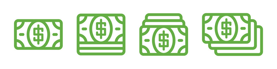 Dollar bills stack in green design. Vector illustration