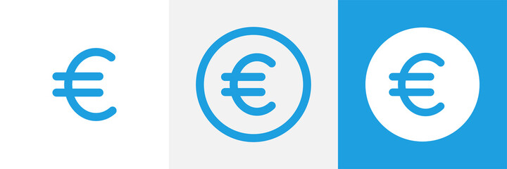 Euro currency sign vector icon. Eur coin icon set.