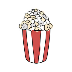 Popcorn cup vector colored doodle design ping background