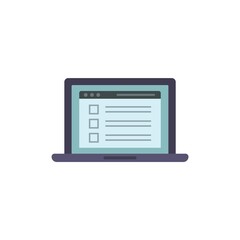 To-do list laptop icon flat isolated vector
